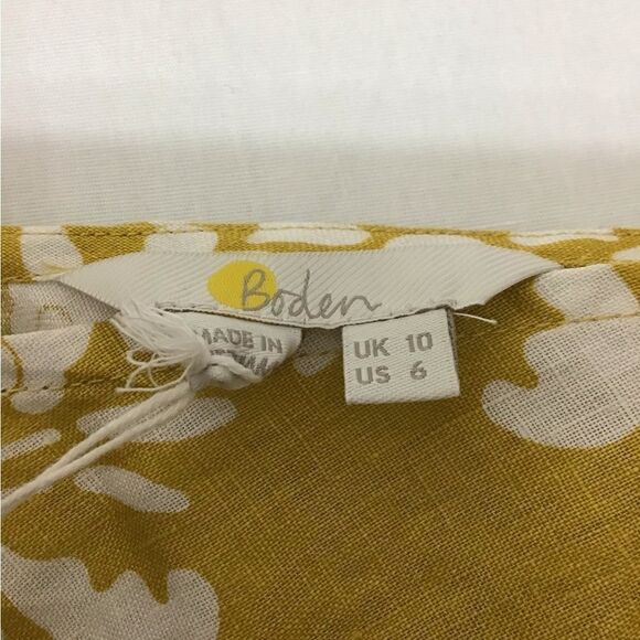 Boden Yellow Linen Wide Sleeve Top New Size 6 - Picture 8 of 12